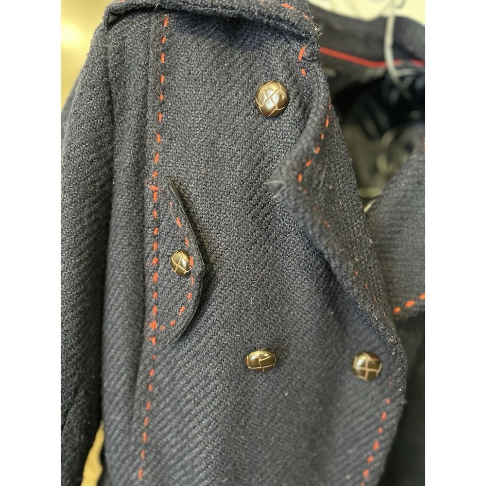 Tommy Hilfiger Wool Blend Navy Peacoat Reefer Jacket Fisherman Coastal Sz Medium - Picture 4 of 14